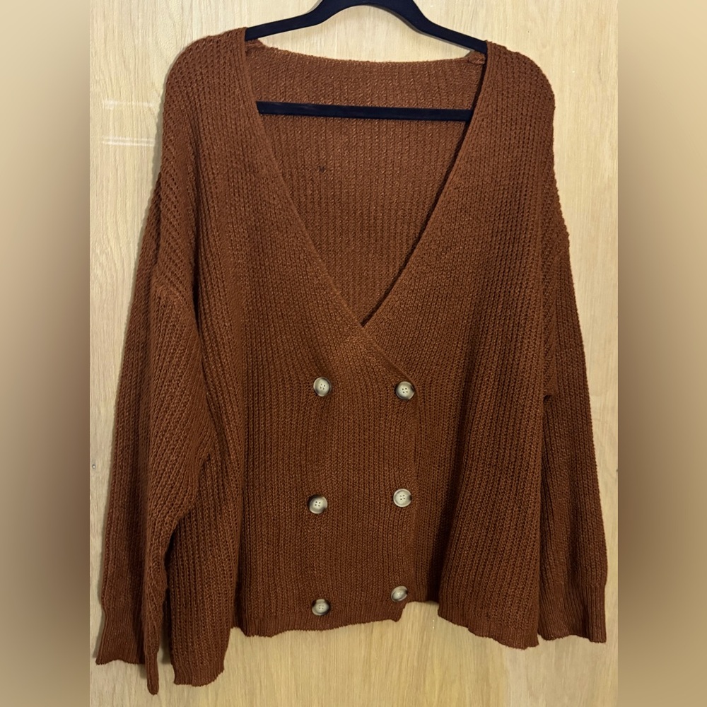 Double Breasted Drop Shoulder Cardigan